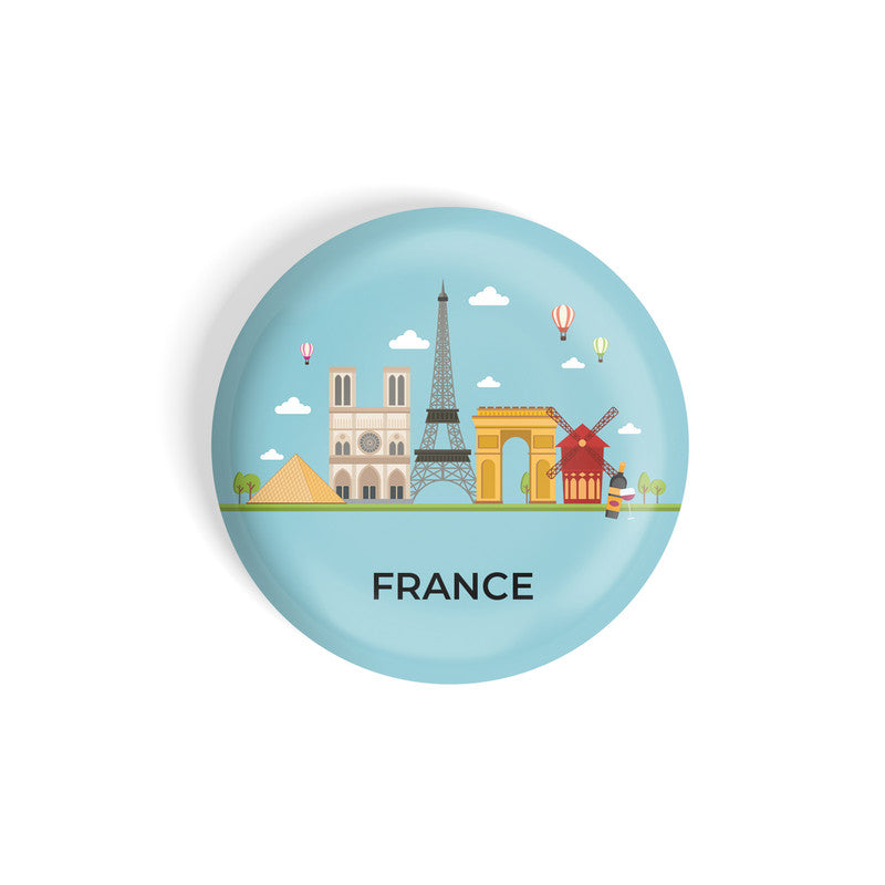 dhcrafts Round Fridge Magnet Blue Color France D1 Glossy Finish Design Pack of 1 (58 mm)